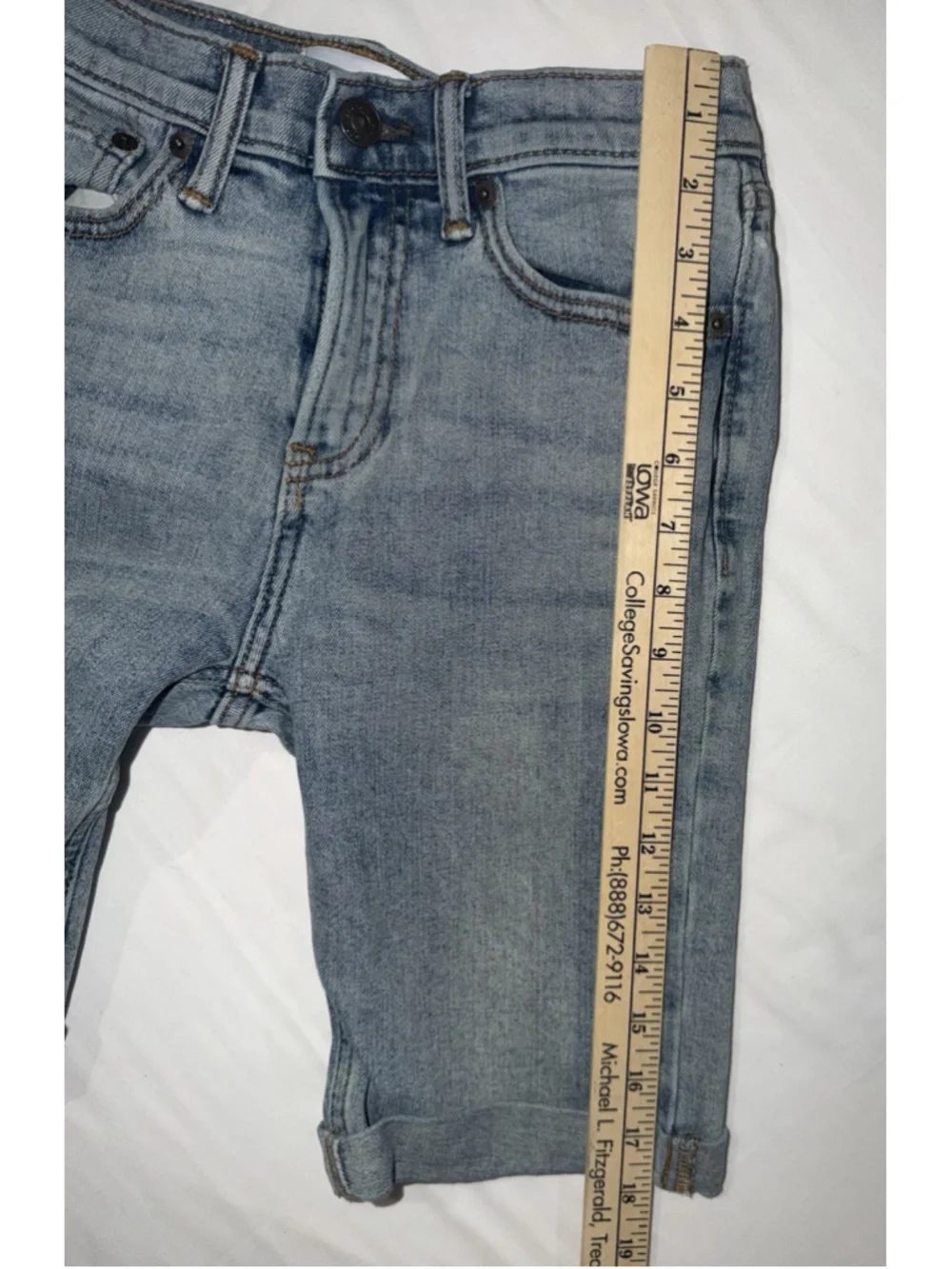 Abercrombie Kids Skater Denim Shorts 13/14 Boys Light Wash Distressed Jorts Y2k